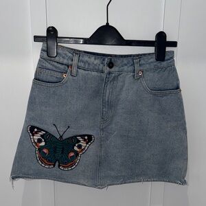 Gucci Gray Mini Skirt with Butterfly Embroidery